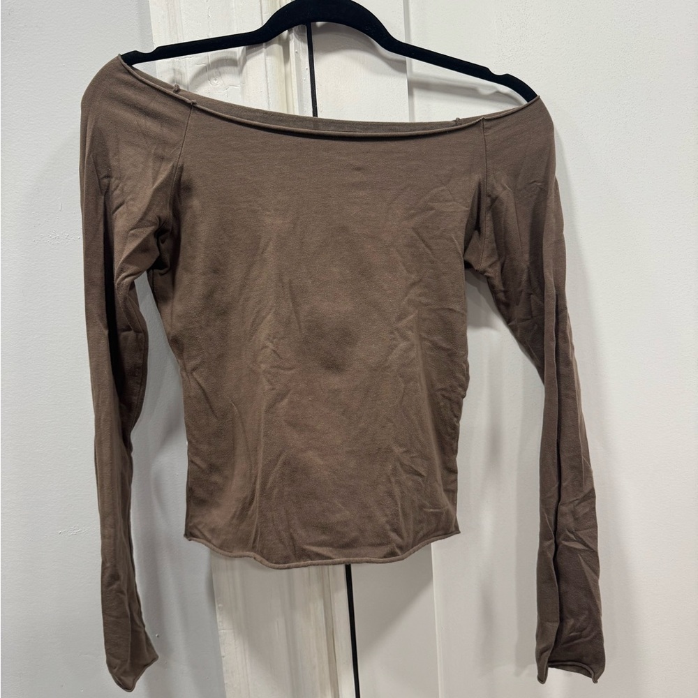 Brandy Melville Off-Shoulder Brown Top